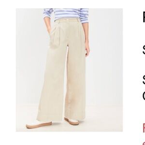 LOFT Wide-Leg High-Rise Trousers - Beige